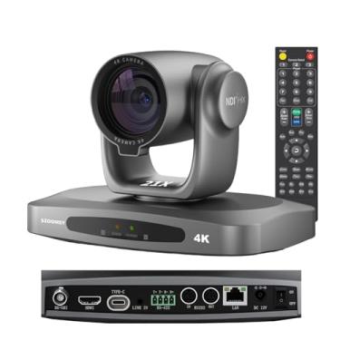 Imagem de Câmera 4K NDI com rastreamento automático AI zoom óptico 21X HDMI/SDI/USB 3.0/PoE/IP PTZ câmera 4K para culto na igreja, eventos ao vivo, videoconferência (OBS, vMix, Zoom, Teams)