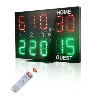 Imagem de YZ Placar de tênis portátil de LED, placar digital profissional para tênis, marcador de pontuação de tênis para rede, placar digital com controle remoto, placar eletrônico com controle remoto, interno