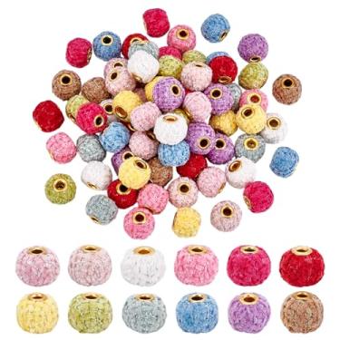 Imagem de PH PandaHall 72 peças de contas de pompom de 14,5 mm, 12 cores, poliéster, contas europeias, granel, furo grande, contas de pano, Rondelle, espaçador para canetas, chaveiro, artesanato, fabricação de