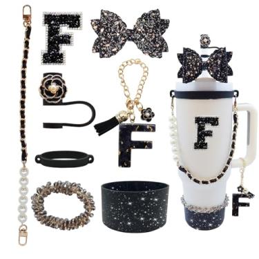 Imagem de Conjunto de acessórios de copo Stanley de 8 peças para copo de 1,18 l e copo de 850 g com alça, incluindo topo de palha, bota, alça de alça de garrafa de água, decoração de arco de palha, pulseiras