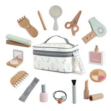 Imagem de Conjunto de brinquedos de maquiagem nunukids Wooden Beauty Salon para 