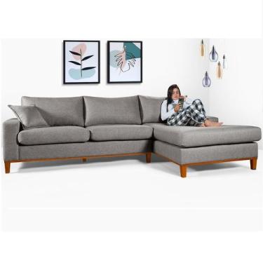 Imagem de Sofá California 4 Lugares Living Chaise Linho Lado Esquerdo - Essencia