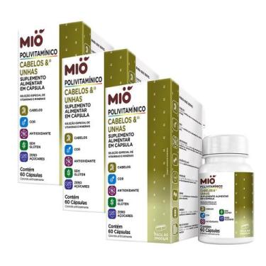 Imagem de Kit 3 Polivitamínico Cabelos e Unhas Mió 60 Cápsulas