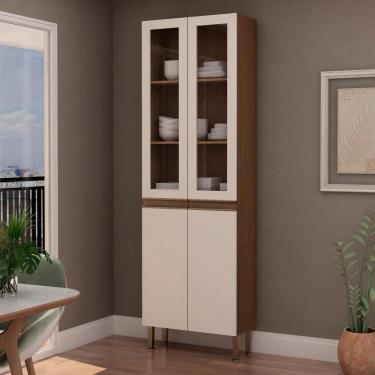 Imagem de Armário de Cozinha Genialflex Conecta 2pt Vidro Ébano Branco