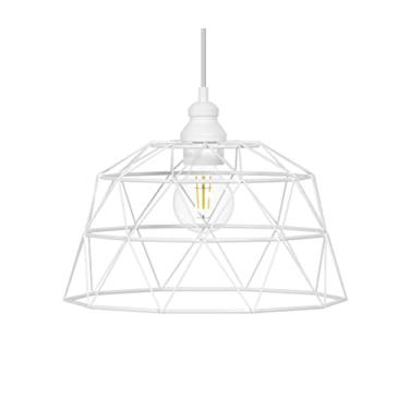 Imagem de Pendente de gaiola industrial retrô ajustável, listado ETL, 1 luz, sombra de metal de ferro branco com cordão e dossel combinando, para hall de entrada, sala de jantar, cozinha, ilha, quarto