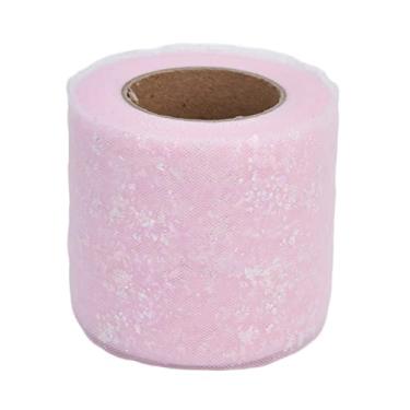 Imagem de Pssopp tule rolos séquins tule rolos de poliéster tule tecido fitas malha de tecido suprimentos para roupas decoração fita presente (rosa claro)
