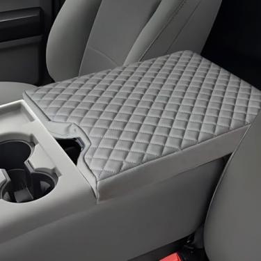 Imagem de Capa de apoio de braço do console central compatível com Ford F150 2015-2024 e F250 F350 F450 2017-2024 de couro para descanso de braço acessórios da tampa do apoio de braço do console do meio (para