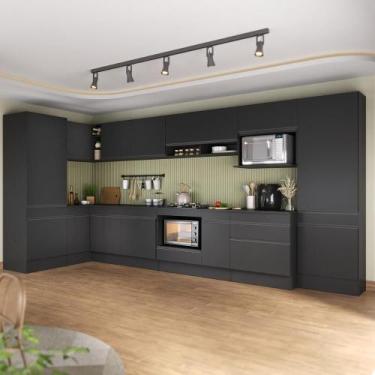 Imagem de Cozinha Modulada Completa Canto 409cm com Rodapé e Balcão para Cooktop