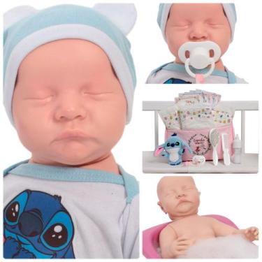 Imagem de Bebe Reborn Boneca Realista Silicone Articulada Roupa Stitch - Cegonha