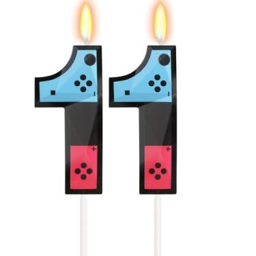 Imagem de FAMGift Vela número 11 para decorações de aniversário temáticas de videogame, número de gamepad para decorações de aniversário de 11 anos para meninos