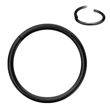 Imagem de Hoeudjo Anéis de nariz articulados de aço cirúrgico para mulheres e homens 20G joias de septo de narina Helix Daith Tragus Rook Conch Cartilagem Ear Lobe Piercings Brincos 1 peça preta