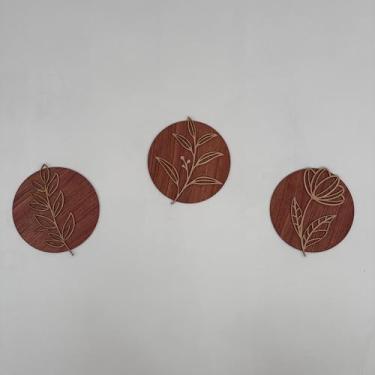 Imagem de Trio de Quadros Boho em MDF – Arte Decorativa Moderna (Freijo)