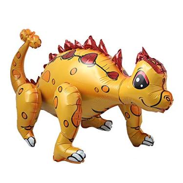 Imagem de Balões de Dinossauro Tiranossauro em pé para festa de aniversário, kit de decoração de chá de bebê, artigos infláveis para festas, presentes para crianças e adultos (amarelo anquilossauro 3D)