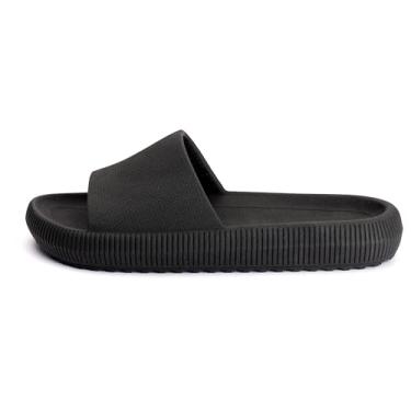 Imagem de Genérico Chinelo Slide Nuvem Unissex, Preto, Sintético, Antiderrapante, Ortopédico, Plataforma 3.5cm, Confortável, Casual, para Dia a Dia e Lazer (Preto, BR, Adulto, Numérico, 34)