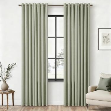 Imagem de Cortinas semitransparentes de 92 polegadas para quarto, ilhós de bronze, linho, privacidade, cortinas não transparentes, cinza, verde, boêmio, neutro, cottagecore, moderno, cortinas de janela baía