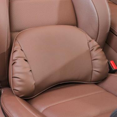 Imagem de Dapucarin Almofada de apoio lombar para assento de carro, almofada lombar de couro com espuma viscoelástica para alívio da dor lombar - Almofada para dirigir - Suporte de cadeira para cadeira de