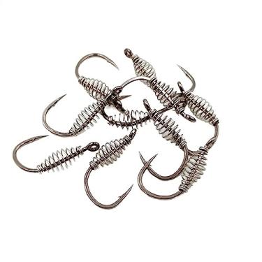 Imagem de GRFIT Ganchos de pesca 10 pçs/lote anzol de mola de aço de alto carbono ganchos de explosão de carpa giratória farpado gancho de pesca com mosca acessórios de pesca anzóis (tamanho: 11)