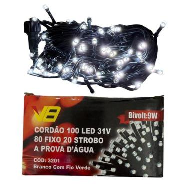 Imagem de Cordão 100 LED Strobo Branco Frio Bivolt 10m Prova Dágua Decoração Nat