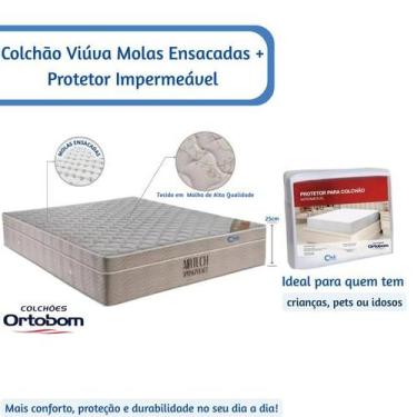 Imagem de Colchão Ortobom Airtech Molas Ensacadas VIÚVA 128x188x25 Protetor Impe