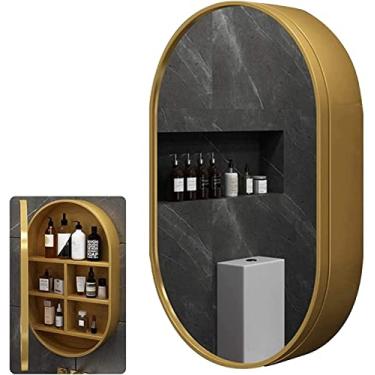 Imagem de AKALNNB Armário de espelho redondo 2 em 1 para banheiro montado na parede armário de cozinha armário de espelho de banheiro com portas deslizantes aproximadamente