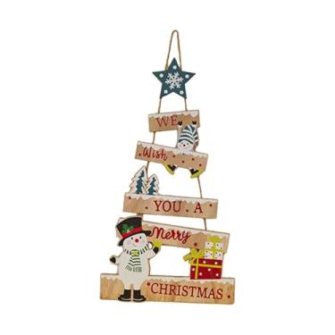 Imagem de oshhni Placa de madeira para pendurar em Natal, decoração de Natal, cabide de porta de madeira, ornamento para quintal interno, vitrine, loja