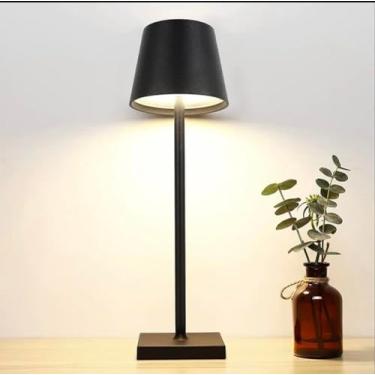 Imagem de "Luminária de Mesa LED Recarregável Sem Fio – Dimerizável com 3 Níveis de Intensidade de Luz – Abajur Portátil Moderno para Escrivaninha, Leitura e Quarto"