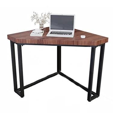 Imagem de Mesa de computador triangular de madeira maciça para computador, mesa de estudo de canto de quarto multifuncional com almofadas ajustáveis, economia de espaço e fácil de instalar (3 cm 80 x 80 x 75 cm