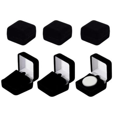 Imagem de PH PandaHall Caixa de exibição de crachá de veludo com 6 peças, joia preta, alfinete, caixa de presente, caixa de apresentação de moedas, caixa de exibição de crachá para coleção de medalhas de Natal