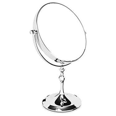 Imagem de Espelho pequeno espelho de maquilhagem espelho de maquilhagem, espelho de beleza frente e verso espelho cosmético de ampliação múltipla espelho giratório de 360° para casa de banho espelho de