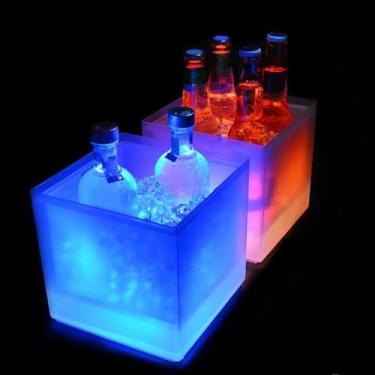 Imagem de Balde De Gelo | Design Quadrado E Dupla Camada | Balde TéRmico Para Bebidas | Ideal Para Festas E Eventos Noturnos