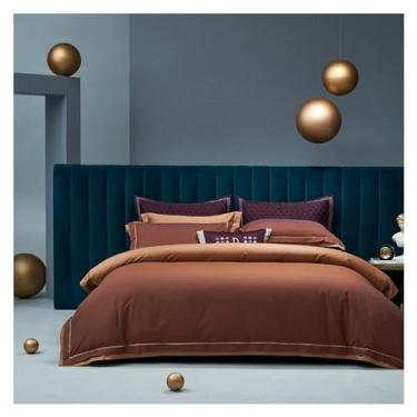 Imagem de Conjunto de capa de edredom de luxo 800TC algodão preto 4 peças, capa de edredom macia, 2 fronhas (2 Queen)