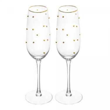 Imagem de Conjunto 2 Taças de Champagne Balls Fio de Ouro 220ml Vidro - Wolff