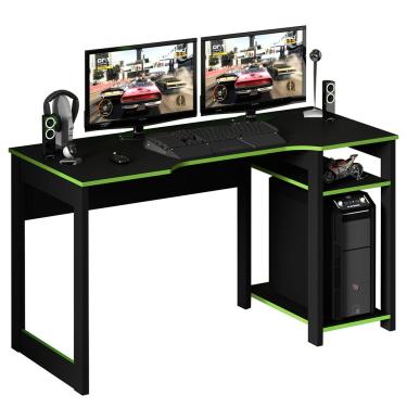 Imagem de Mesa para Escritório Home Office Gamer ME4152 MDP Preto/Verde - Gran Belo