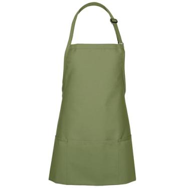 Imagem de Avental Fame com 3 bolsos F10 para adultos – 60,96 cm C x 71,12 cm L – 65/35 poliéster/sarja de algodão – serve para PP-GG – unissex, Sage, One Size, 1