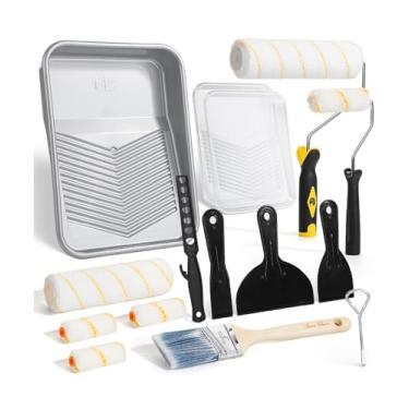 Imagem de Rolo de pintura Bates - pincel, 2 capas de rolo de pintura de 22,8 cm, 4 capas de rolo de tinta de 10 cm, bandeja de tinta de 2,5 x 22,9 cm e 2 forros de 22,8 cm (moldura de rolo de pintura de 10 cm e