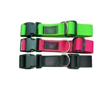 Imagem de Coleira para Cachorro Ajustável Resistente Estilosa Pet Pequeno médio e grande porte((3UN) VERDE NEON+ ROSA+ PRETO)