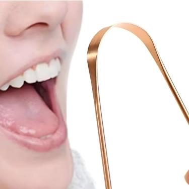 Imagem de Limpador De Língua Em Cobre Puro Premium - Raspador Bucal Para Higiene, Escova de Língua Oral Combate Mau Hálito, Toxinas e Resíduos, Higienizador Antibacteriano e Higiênico, Profissional Adulto e Infantil