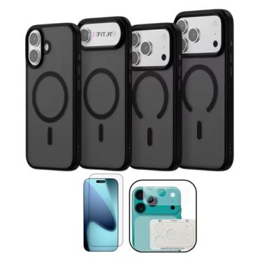 Imagem de FIT IT Kit Capinha Capa Magnética para iPhone 17 com Película 5D, Película Protetor de Câmera e Lentes, Carregamento por Indução, Anti Impacto (Preto, iPhone 17 Pro)