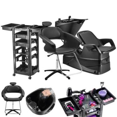 Imagem de Kit Cadeira sem apoio de cabeça e Lavatorio de Cabelo Champ Dompel, Pr
