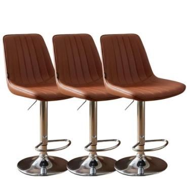 Imagem de Kit 3 Banqueta Bar Concha Ajustável em material ecológico Design Moder