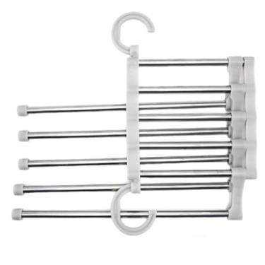 Imagem de Cabide Para Calças Organizador Aço Inox Multifuncional Retrátil 5 em 1 (1 unidade)