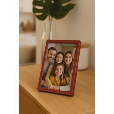 Imagem de Porta-retrato de 9 x 12,7 cm, 1 pacote, moldura para exibição de fotos, mesa e parede, vermelha