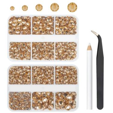 Imagem de Strass de resina champanhe para artesanato deslumbrante, diamantes dourados pedras de cristal de 2 mm, 3 mm, 4 mm, 5 mm, 6 mm, pedras não fixas, pingentes de cristais para unhas, copos de maquiagem