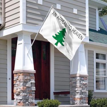 Imagem de Bandeira Fly in Breeze de 9,5 x 1,5 m An Appeal To Heaven - Cor vívida e à prova de desbotamento - Cabeçalho de lona e costura dupla - Bandeiras de pinheiro poliéster com ilhós de latão 9,5 x 1,5 m