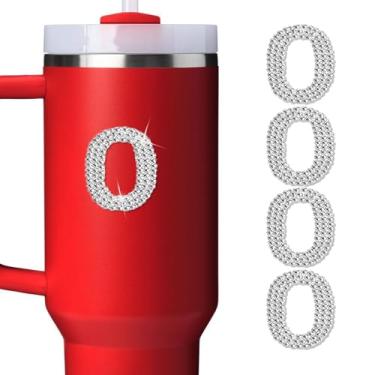 Imagem de LUHOHI 4 peças de adesivos com letra inicial de strass brilhante - Grande glitter alfabeto personalizado nome monograma decalques brilhantes para copo Stanley garrafas de água graduação boné bagagem