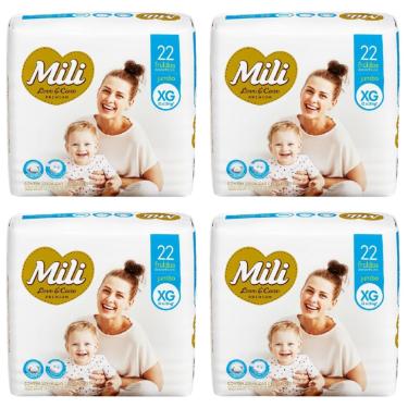 Imagem de Fralda Descartável Mili Love& Care  Tamanho XG  4 Pacotes c/ 22