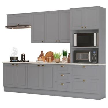 Imagem de Cozinha Completa 5 Peças Americana Com Torre Quente 2 Fornos Cinza - Móveis Henn Cinza