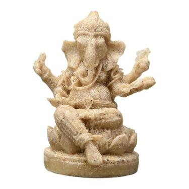 Imagem de IEUDNS Estátua do Senhor Ganesha, estatueta de Ganesha, ornamento artesanal, escultura religiosa de Buda para inauguração de casa, escritório, quarto ou, Cáqui 4.7x4.2x6cm