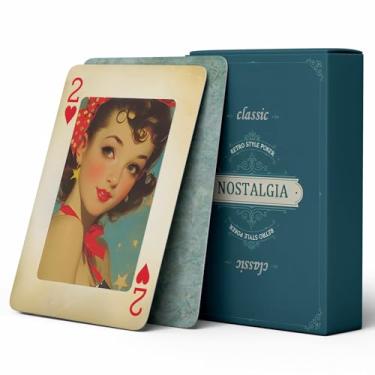 Imagem de strublfe Poker Cards, Retro Style Playing Cards, 54 Non Repeating Exquisite Illustrations, Double-Sided Anti Slip Pattern Design, Suitable for Family Card Board Games and Poker Card Collections.