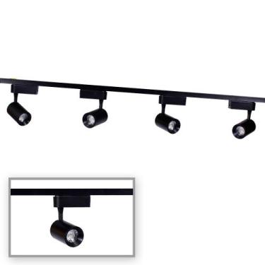 Imagem de Kit 01 Trilho Eletrificado 1m + 5 Spots Preto 7W Branco Quente - Ilumi